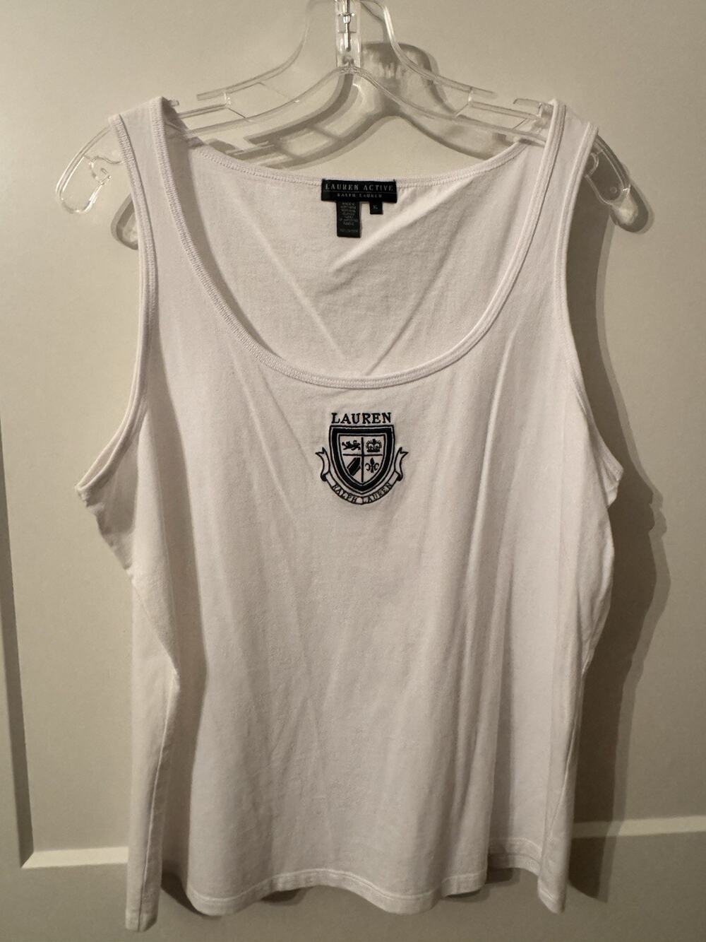 Lauren Ralph Lauren Active Tank Top White Sz XL academia Coastal Capsule Yacht